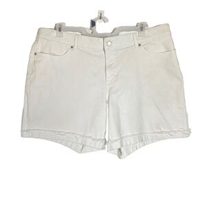 Terra & Sky women's plus size 20W white denim distressed hem shorts